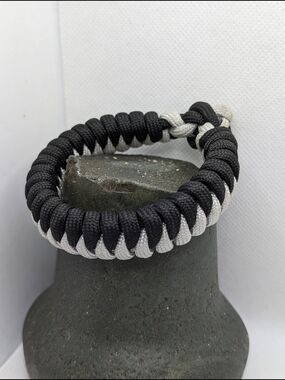 Hand Crafted Black and Silver Braided Paracord Bracelet